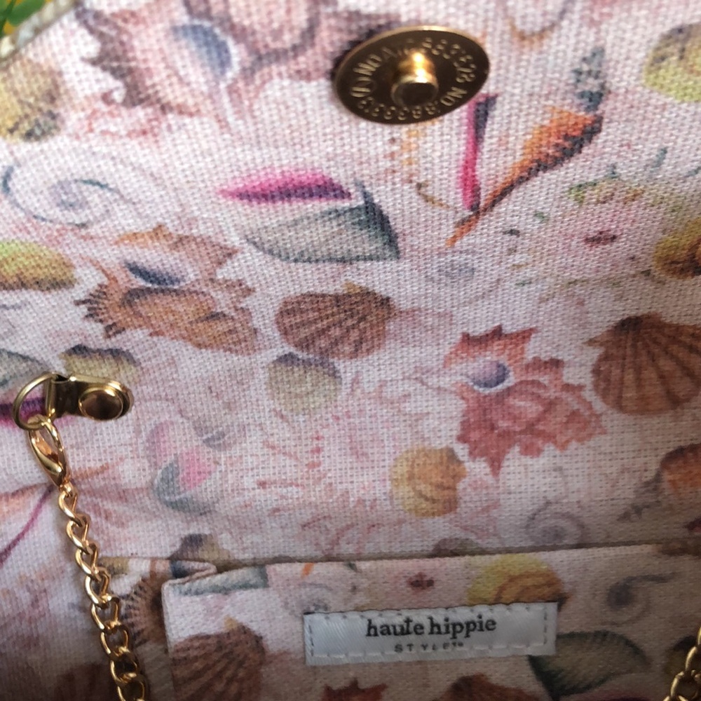 Haute Hippie Cream Woven Straw Top-Handle Bag with Shell Clasp - Picture 8 of 10
